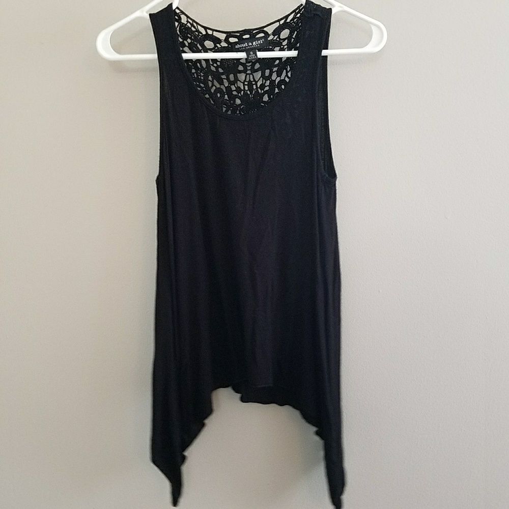 Black Lace Back Tank Top